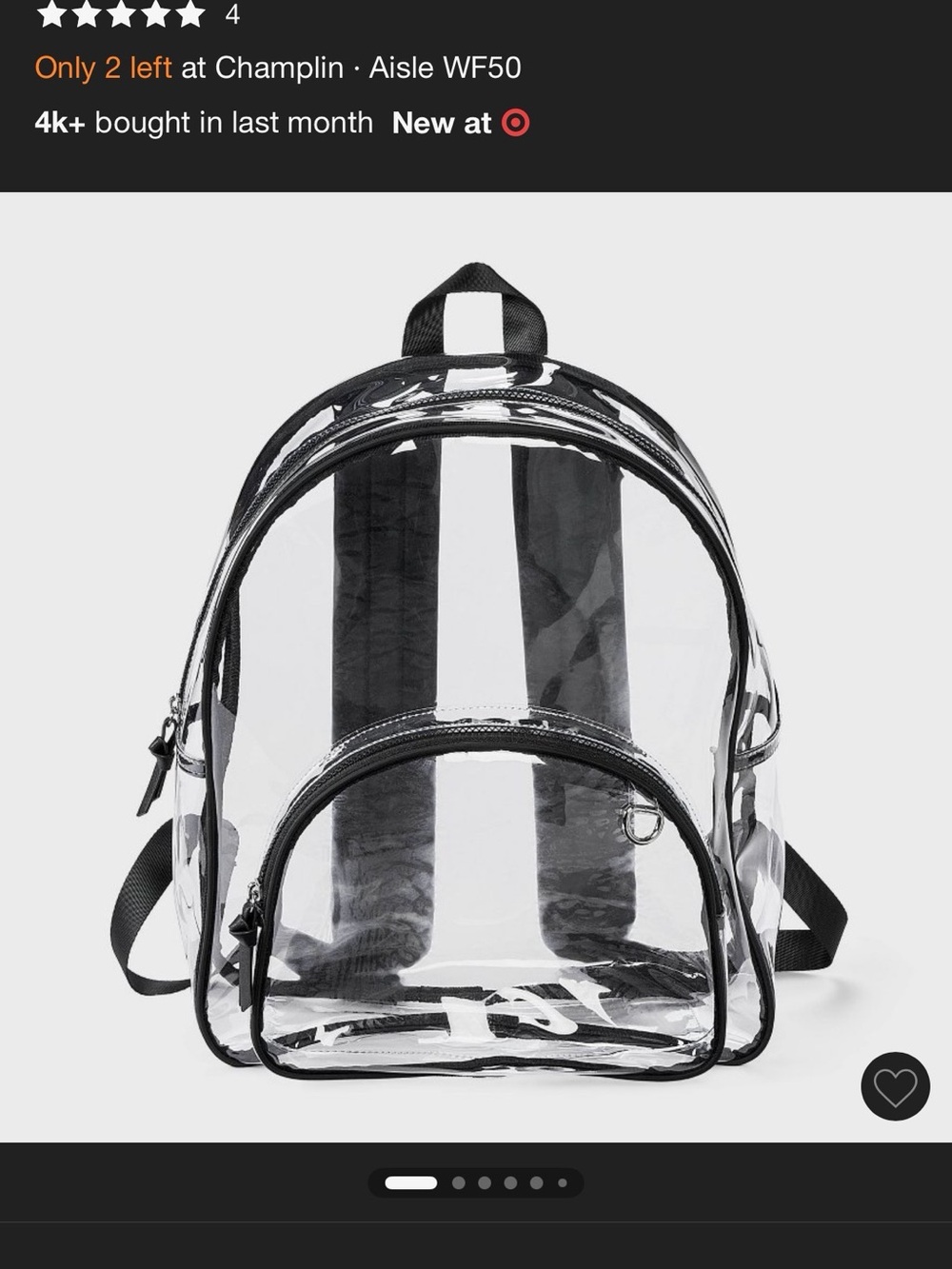 Transparent Black-Trim Backpack - Clear Stadium Bag Wild Fable